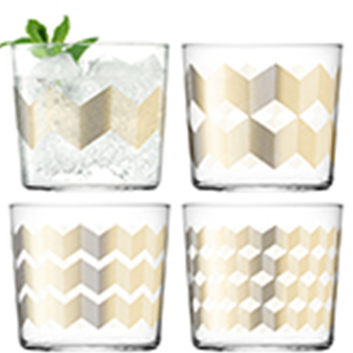 Chevron Tumbler 310ml Gold Assorted x 4