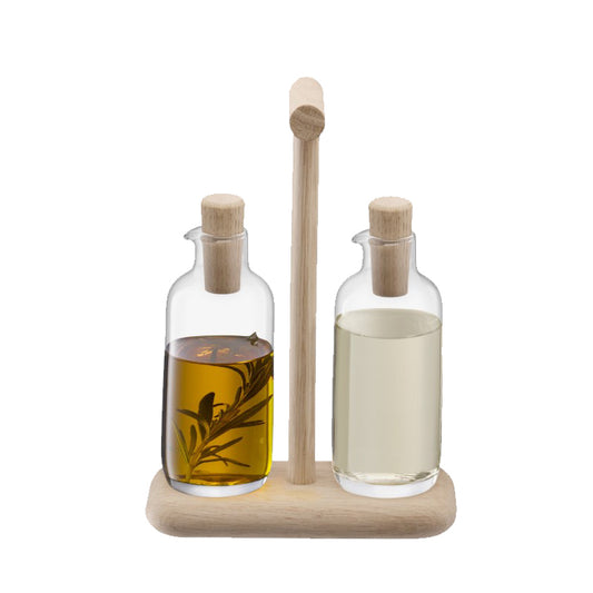Dine Oil and Vinegar Set & Oak Stand