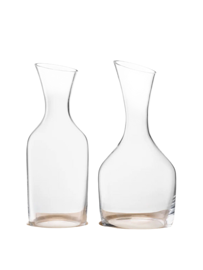 Wine Water & Wine Carafe Set & Oak Base 1.2L/1.4L Clear