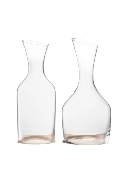 Wine Water & Wine Carafe Set & Oak Base 1.2L/1.4L Clear