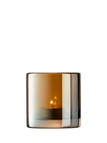 Epoque Tealight Holder H8.5cm Amber/Lustre