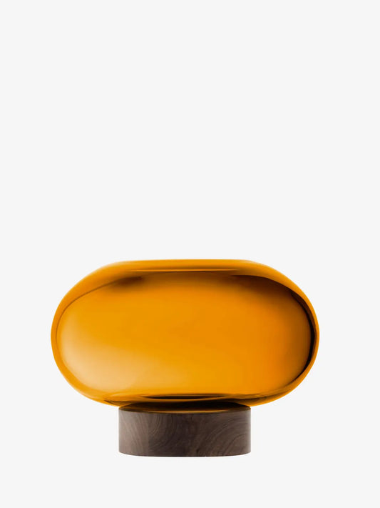 Oblate Vase/Lantern H19.5cm/?28cm Amber/Walnut
