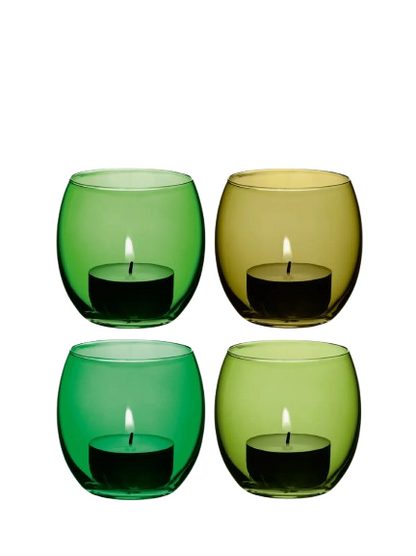 Coro Tealight Holder H6.5cm Leaf Assorted x 4