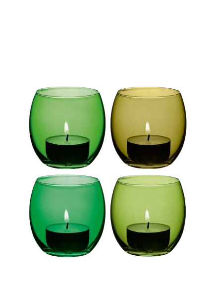 Coro Tealight Holder H6.5cm Leaf Assorted x 4