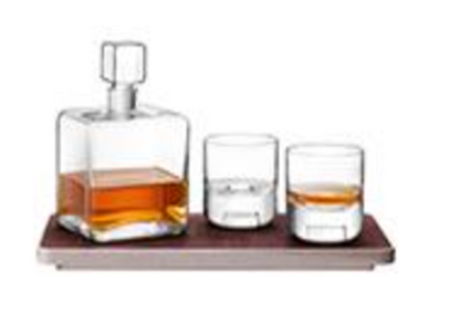 Cask Whisky Connoisseur Set Clear & Ash Cork Tray L3