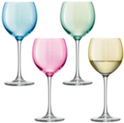 Polka Wine Glass 400ml Pastel Assorted x 4