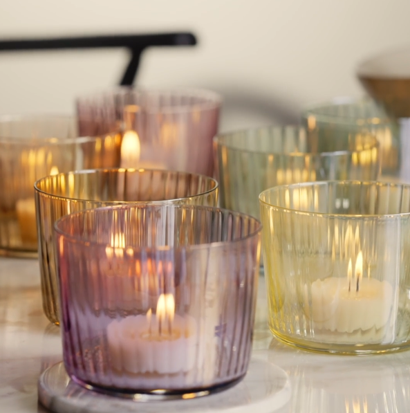 Gems Tealight Holder H6cm Assorted Garnet x 4