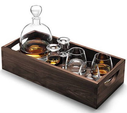 Whisky Islay Connoisseur Set Clear & Walnut Tray L44cm