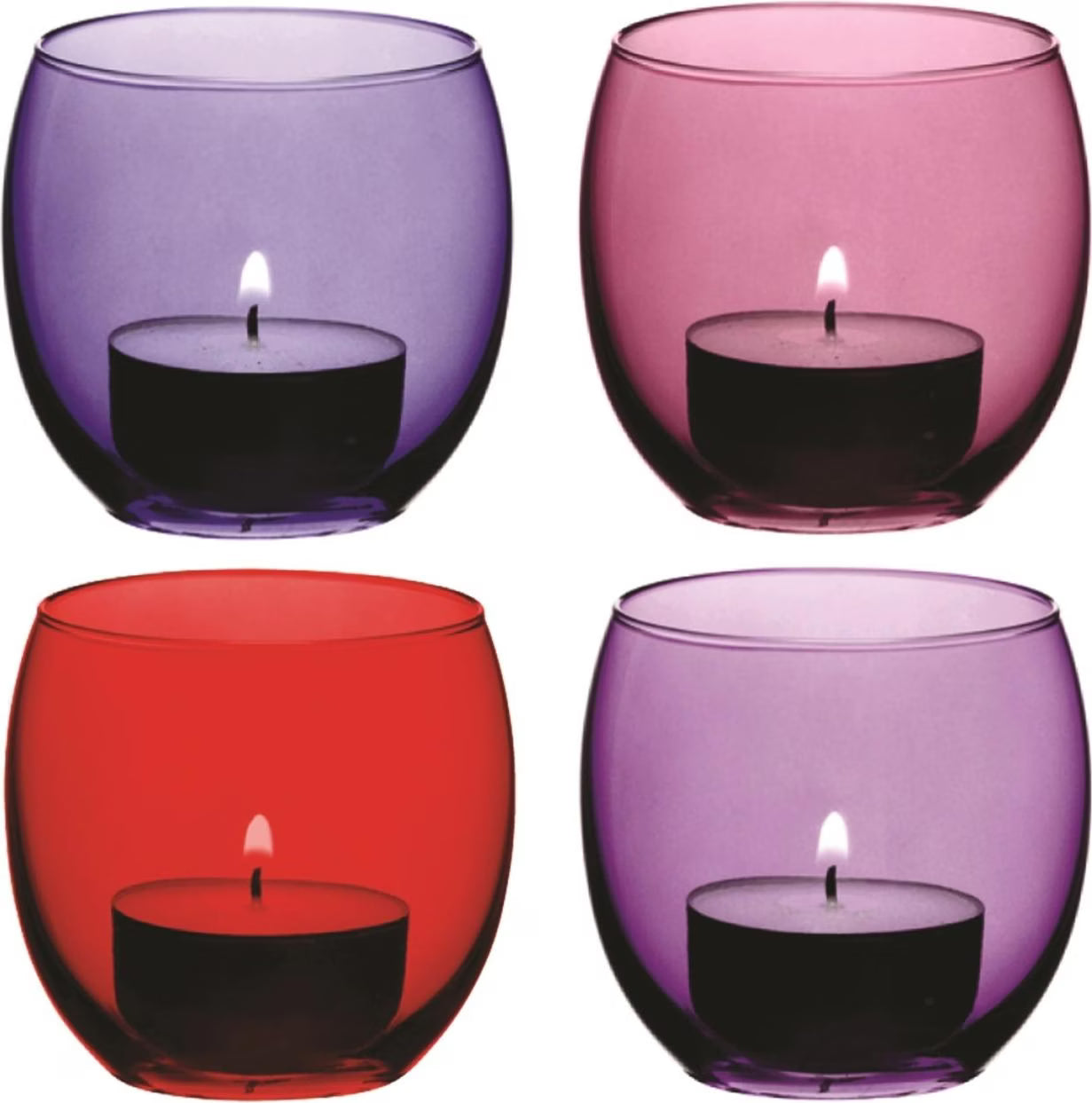 Coro Tealight Holder H6.5cm Berry Assorted x 4