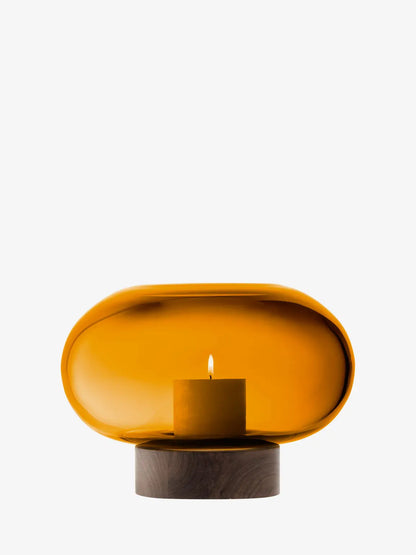 Oblate Vase/Lantern H19.5cm - Amber