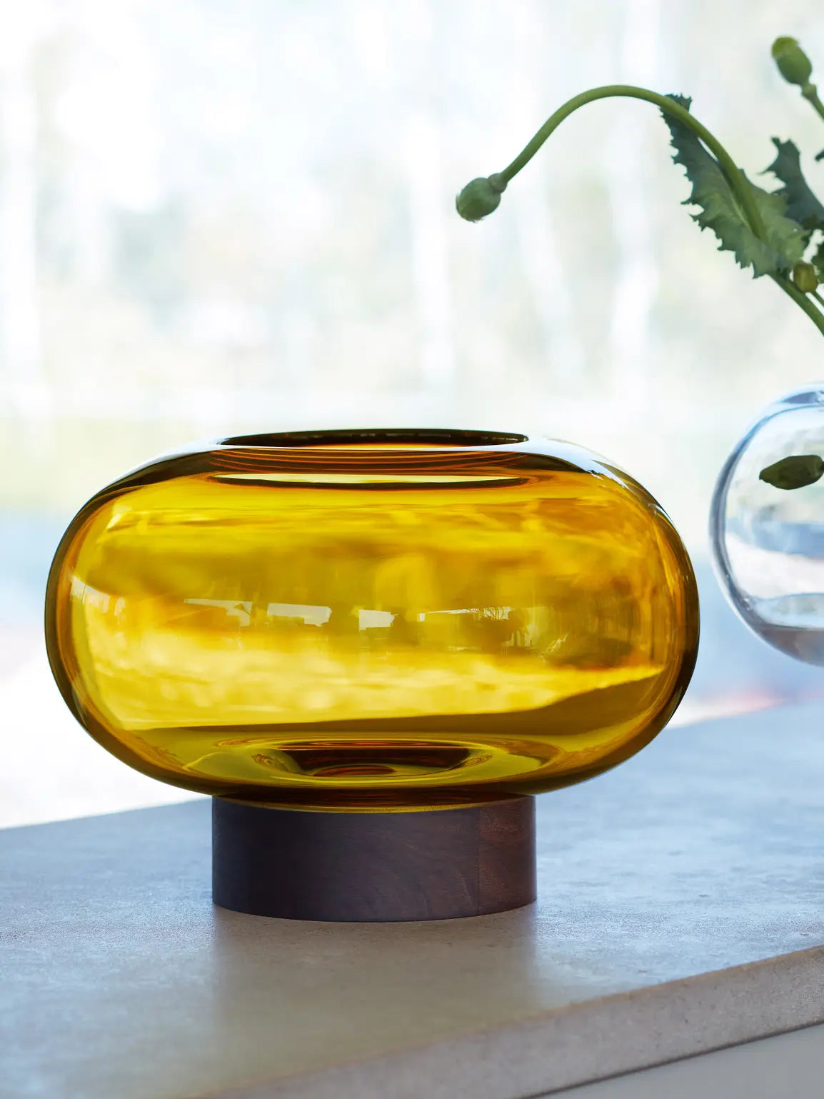 Oblate Vase/Lantern H19.5cm - Amber