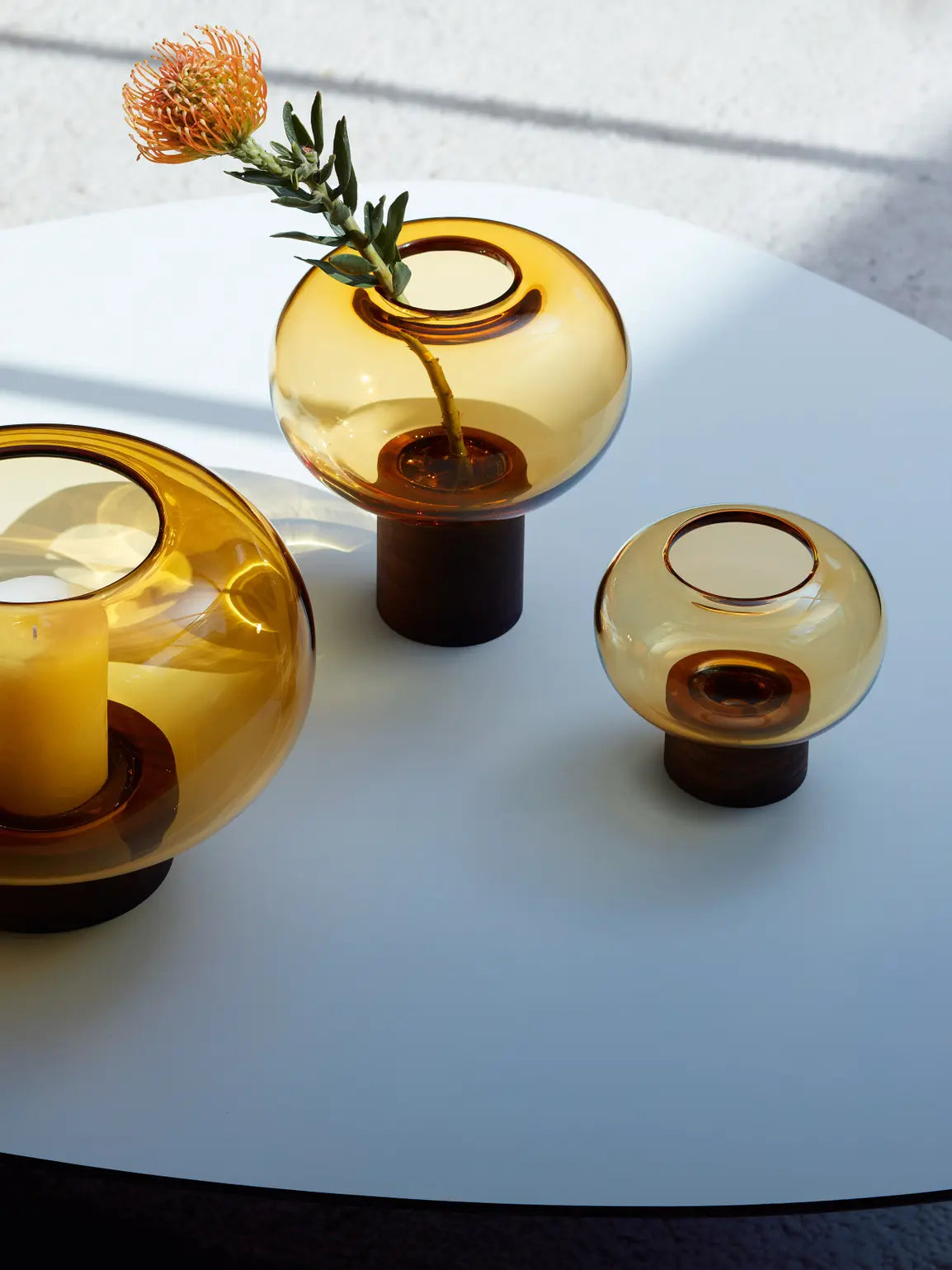 Oblate Vase H13.5cm - Amber