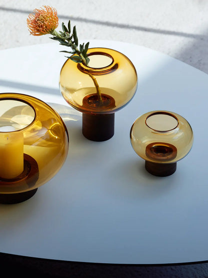 Oblate Vase H13.5cm - Amber