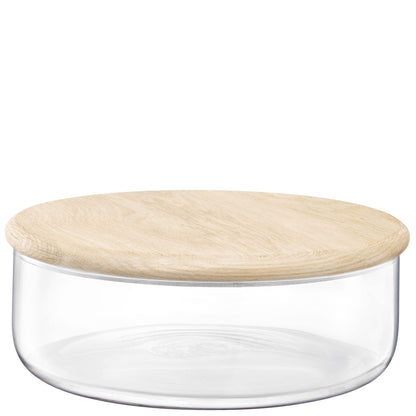 Dine Bowl/Container & Oak Lid 26.5cm H10cm Clear