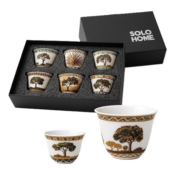 Gahwa Cups Set of 6 – Ghaf Tree Arabic Coffee Cups | Solo Home