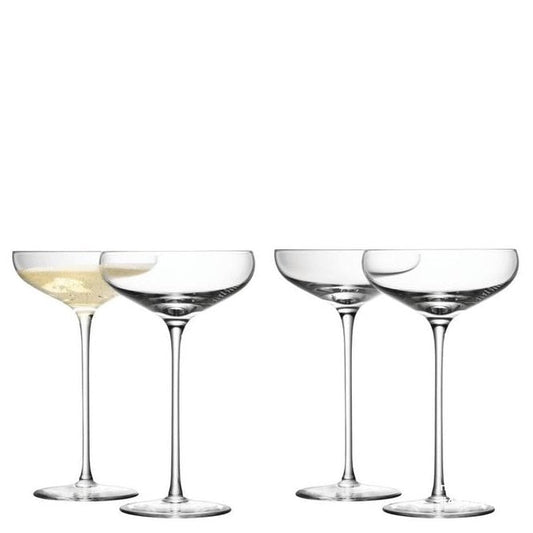 Wine Champagne Saucer 300ml Clear x 4
